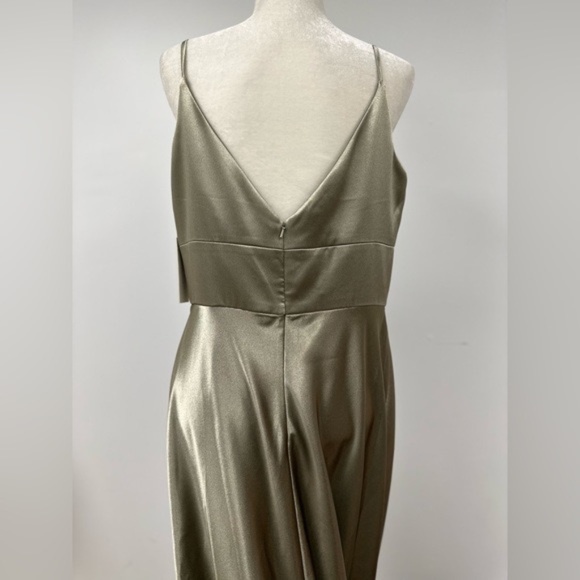Jenny Yoo Brenna style Sage long cocktail gown/bridesmaid dress NWT sz 14 - Picture 9 of 16